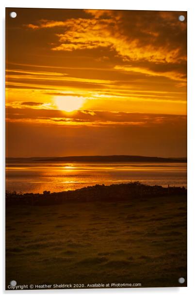 Shell Island, Llanbedr, sunset over Ceredigion Bay Acrylic by Heather Sheldrick