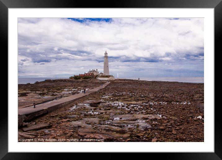 St Mary's Light house on a small island  Framed Mounted Print by Holly Burgess