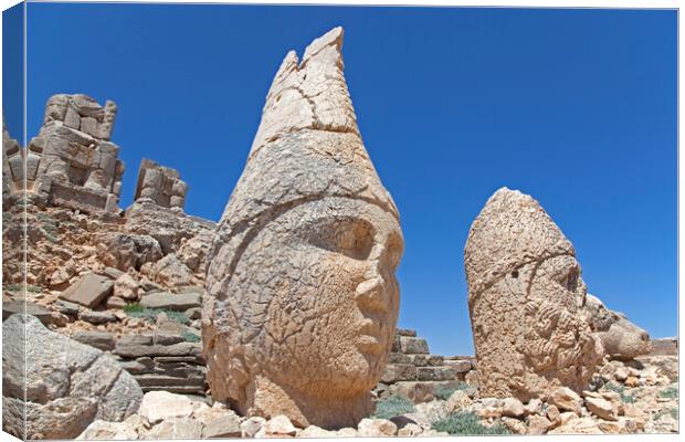 Heads of Antiochus I Theos and Heracles Artagnes Ares at Mount Nemrut, Turkey Canvas Print by Arterra 