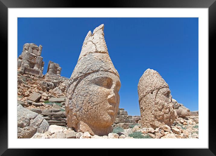 Heads of Antiochus I Theos and Heracles Artagnes Ares at Mount Nemrut, Turkey Framed Mounted Print by Arterra 
