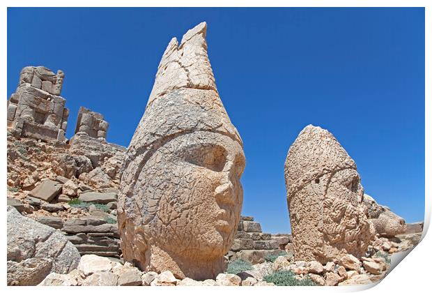Heads of Antiochus I Theos and Heracles Artagnes Ares at Mount Nemrut, Turkey Print by Arterra 