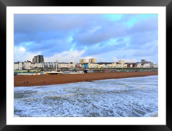 Brighton beach from the pier Framed Mounted Print by Julie Tattersfield