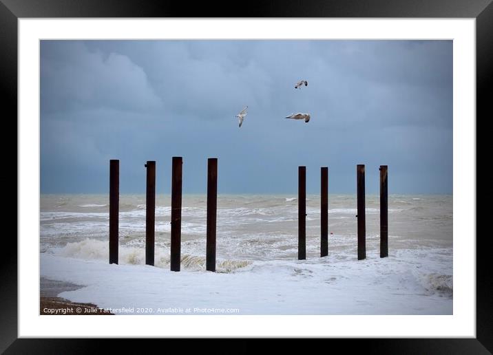 Brighton West pier pillars Framed Mounted Print by Julie Tattersfield
