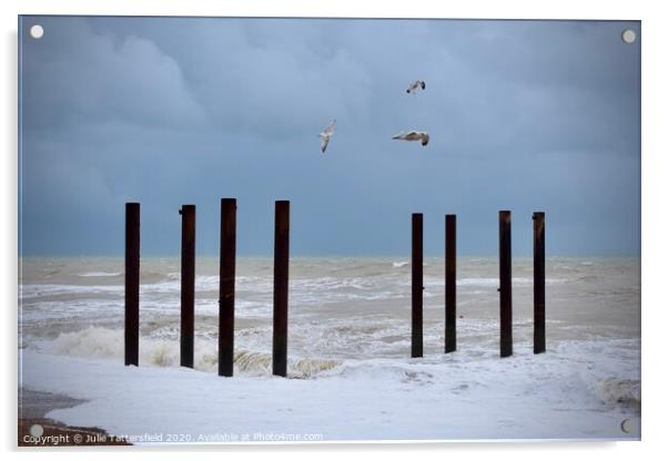 Brighton West pier pillars Acrylic by Julie Tattersfield
