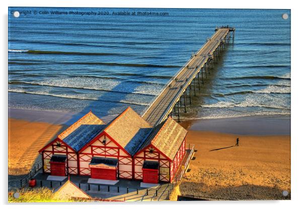 Early Morning Shadows At Saltburn Pier Acrylic by Colin Williams Photography