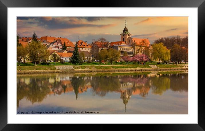 Sunset over the town of Tyn nad Vltavou, Czechia. Springtime evening in Czechia. Framed Mounted Print by Sergey Fedoskin