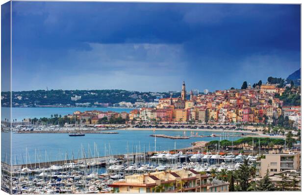 Menton Port along the French Riviera Canvas Print by Arterra 