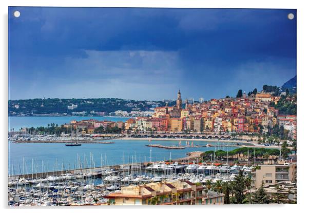 Menton Port along the French Riviera Acrylic by Arterra 