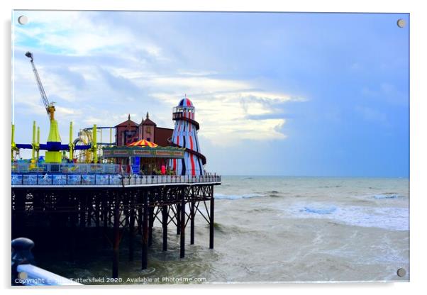 Fun at Brighton Pier Helter Skelter Acrylic by Julie Tattersfield
