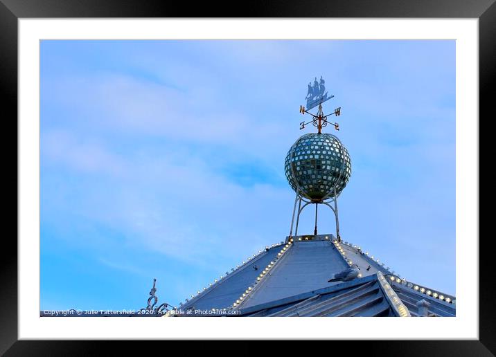 Brighton pier disco ball weather vane Framed Mounted Print by Julie Tattersfield