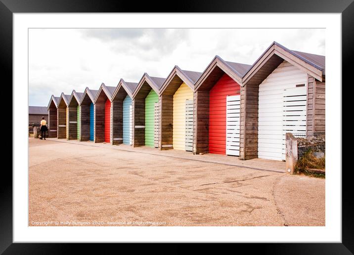 Vibrant Beach Huts, Blyth Northumberland Framed Mounted Print by Holly Burgess