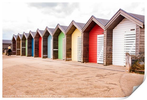 Vibrant Beach Huts, Blyth Northumberland Print by Holly Burgess