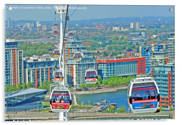 Cable Cars over The Thames Acrylic by Laurence Tobin