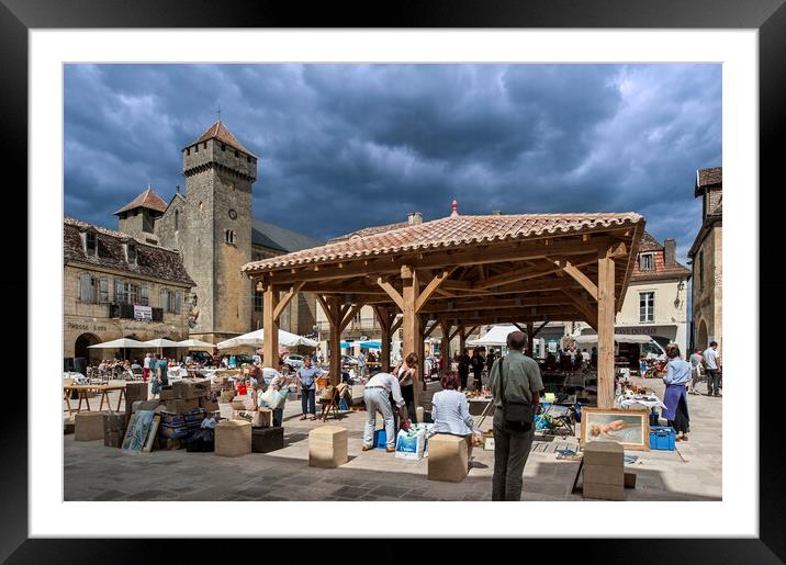 Market Day at Beaumont-du-Périgord, Dordogne Framed Mounted Print by Arterra 