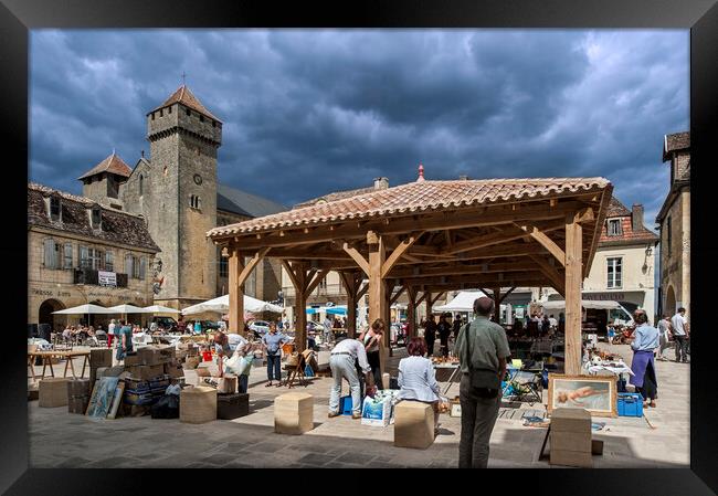 Market Day at Beaumont-du-Périgord, Dordogne Framed Print by Arterra 