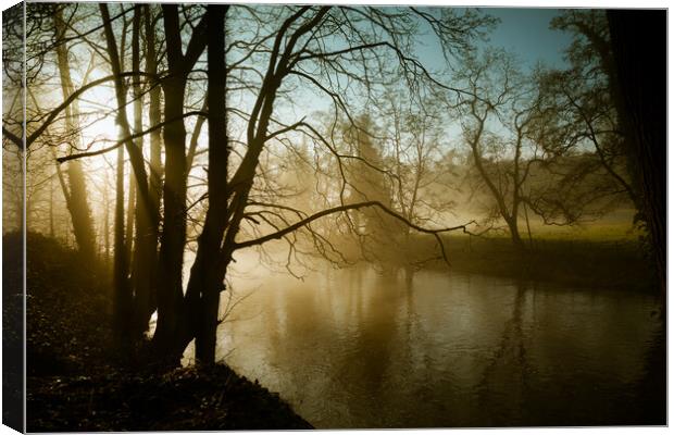 winter at the river Nidd in Knaresborough Canvas Print by mike morley