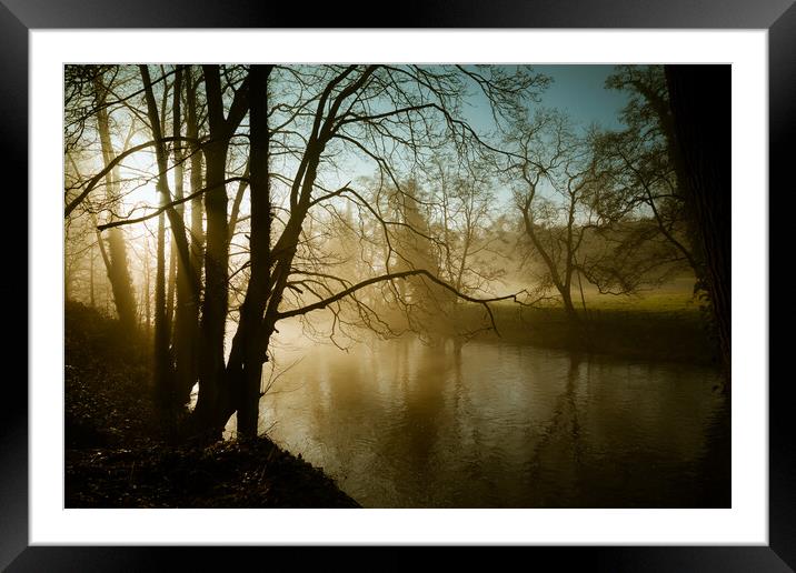 winter at the river Nidd in Knaresborough Framed Mounted Print by mike morley