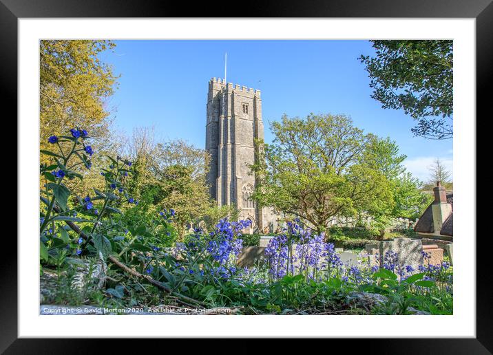 St George's Church with Bluebells Framed Mounted Print by David Morton