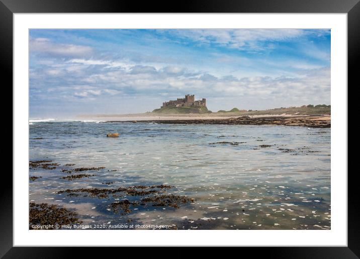 Cinematic Bamburgh Castle by the Shoreline Framed Mounted Print by Holly Burgess
