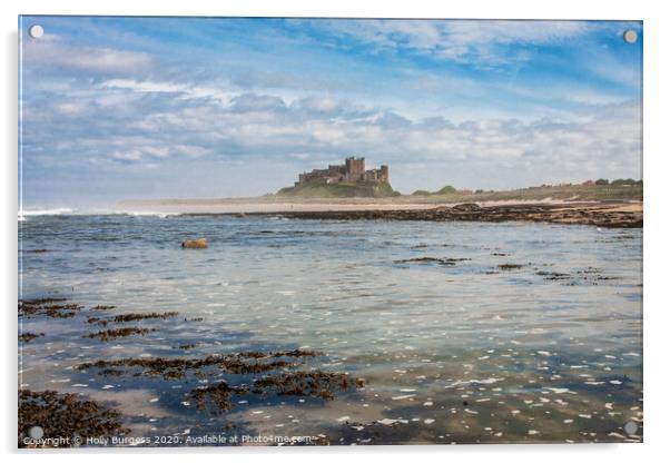 Cinematic Bamburgh Castle by the Shoreline Acrylic by Holly Burgess