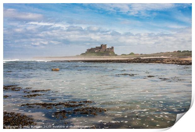 Cinematic Bamburgh Castle by the Shoreline Print by Holly Burgess