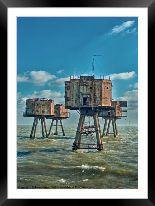 WWII Forts ant Red Sands in The River Thames Estuary off the Kent coast. Framed Mounted Print by Peter Bolton