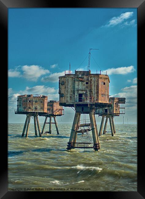 WWII Forts ant Red Sands in The River Thames Estuary off the Kent coast. Framed Print by Peter Bolton