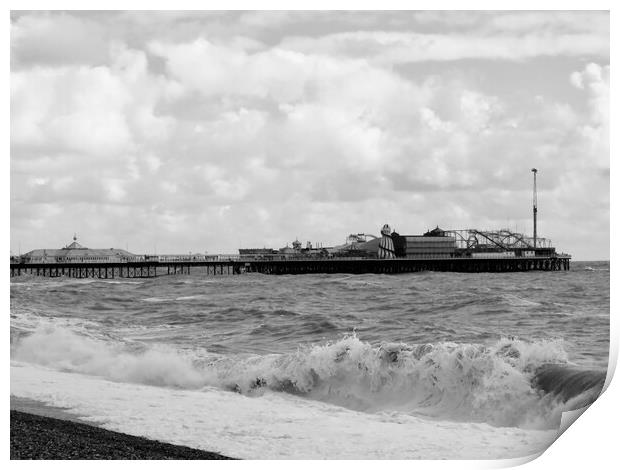 Majestic Brighton Pier in Monochrome Print by Beryl Curran