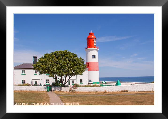 Souter Light house, Marsden bay,  Framed Mounted Print by Holly Burgess