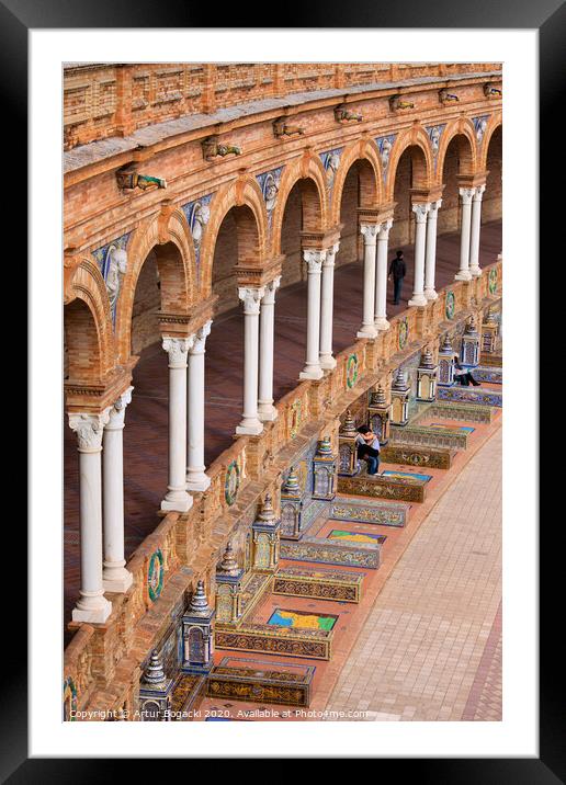 Plaza de Espana Colonnade in Seville Framed Mounted Print by Artur Bogacki
