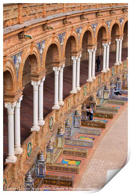 Plaza de Espana Colonnade in Seville Print by Artur Bogacki