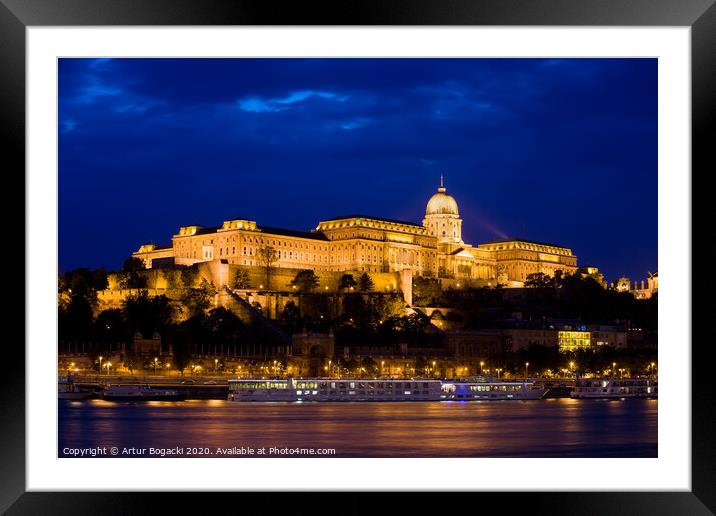 Buda Castle at Night in Budapest Framed Mounted Print by Artur Bogacki