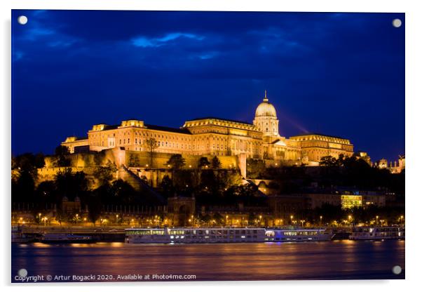 Buda Castle at Night in Budapest Acrylic by Artur Bogacki