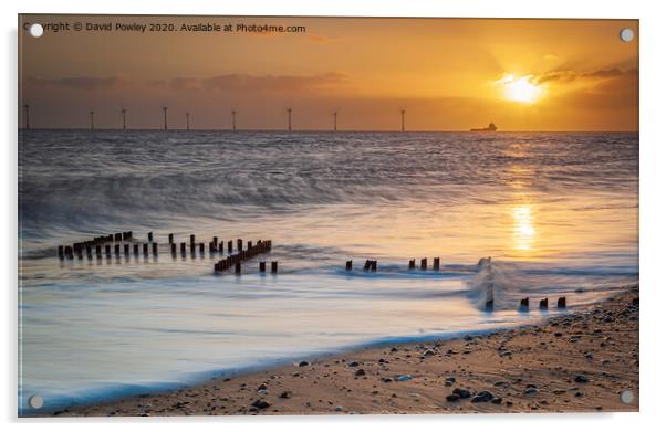 Sunrise on the beach at  Caister-on-sea  Acrylic by David Powley