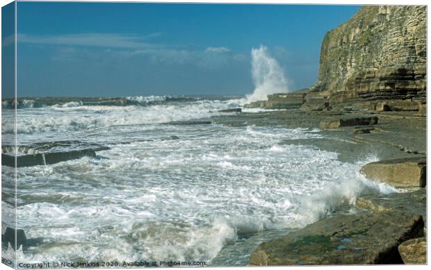 Dunraven Bay on a windy day on the Glamorgan Herit Canvas Print by Nick Jenkins