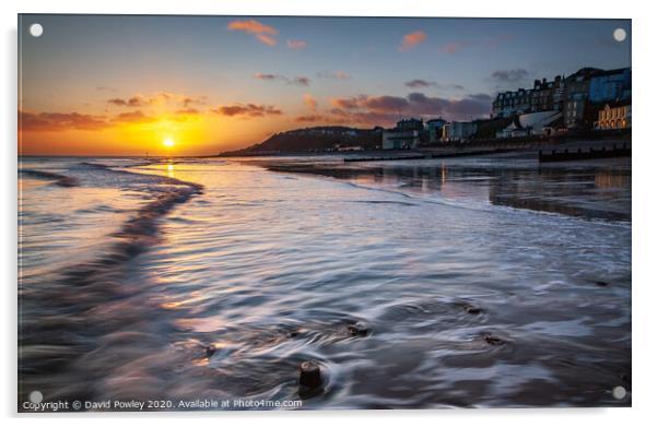 Sunrise over Cromer beach Norfolk Acrylic by David Powley