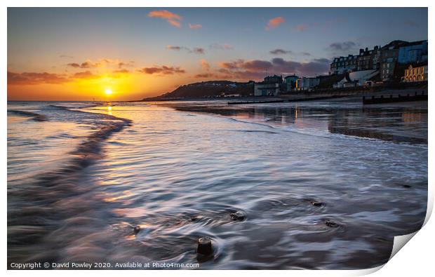 Sunrise over Cromer beach Norfolk Print by David Powley