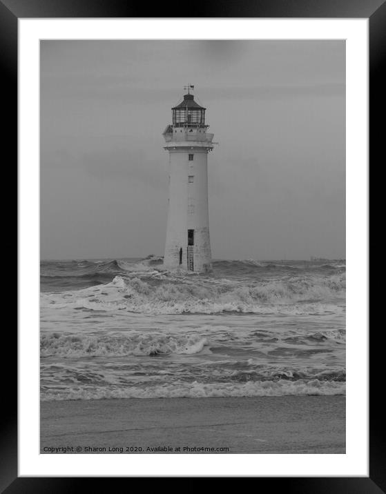 A Stormy New Brighton Lighthouse Framed Mounted Print by Photography by Sharon Long 