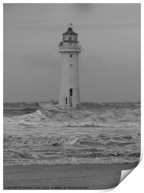 A Stormy New Brighton Lighthouse Print by Photography by Sharon Long 