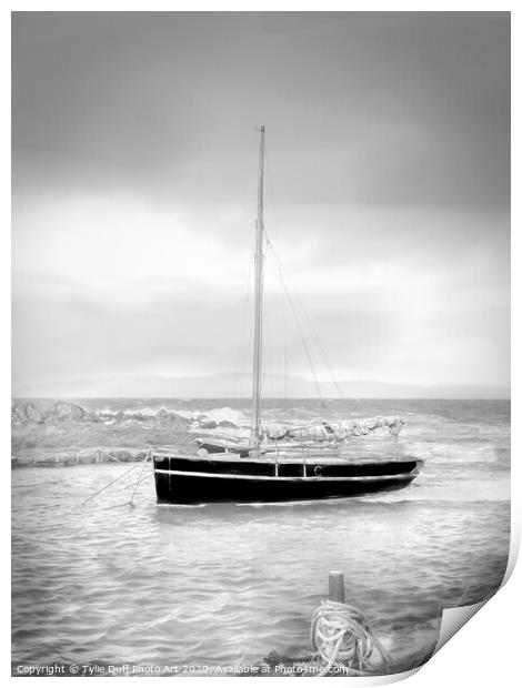 Sailing Boat At Anchor At Portencross Print by Tylie Duff Photo Art