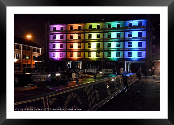 Victoria Quays - Sheffield - Straddle Warehouse at Night Framed Mounted Print by Joy Newbould