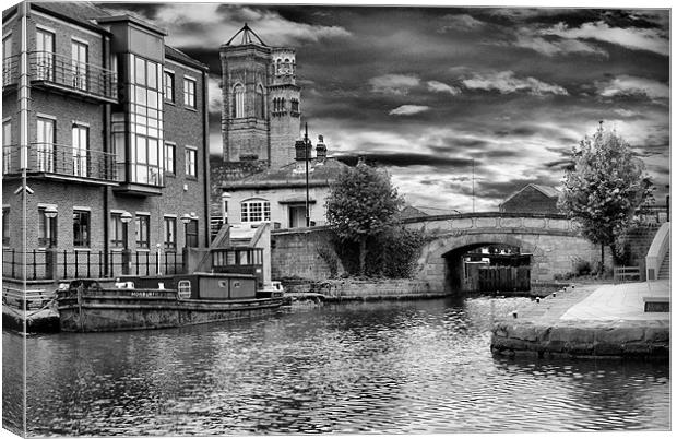 Granary Wharf, Black & White Canvas Print by Sandi-Cockayne ADPS