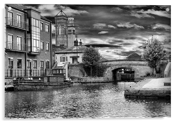 Granary Wharf, Black & White Acrylic by Sandi-Cockayne ADPS