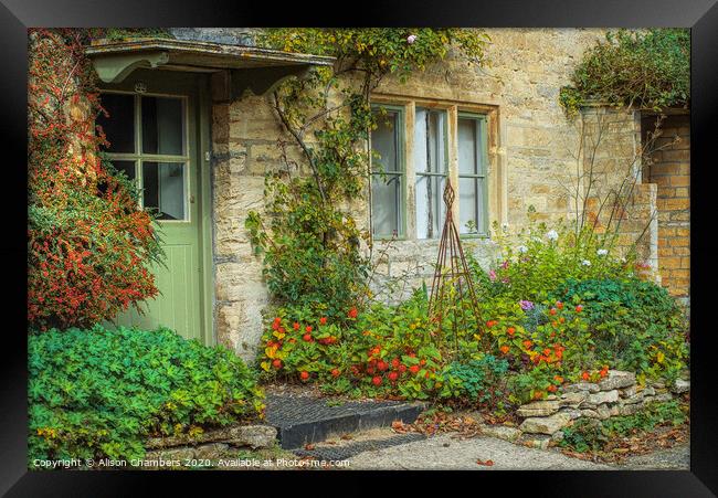 Autumn Cottage Bibury Framed Print by Alison Chambers