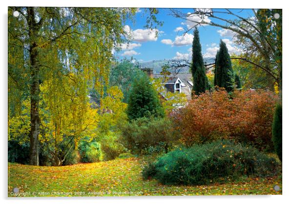 Sheffield Botanical Gardens Autumn Acrylic by Alison Chambers