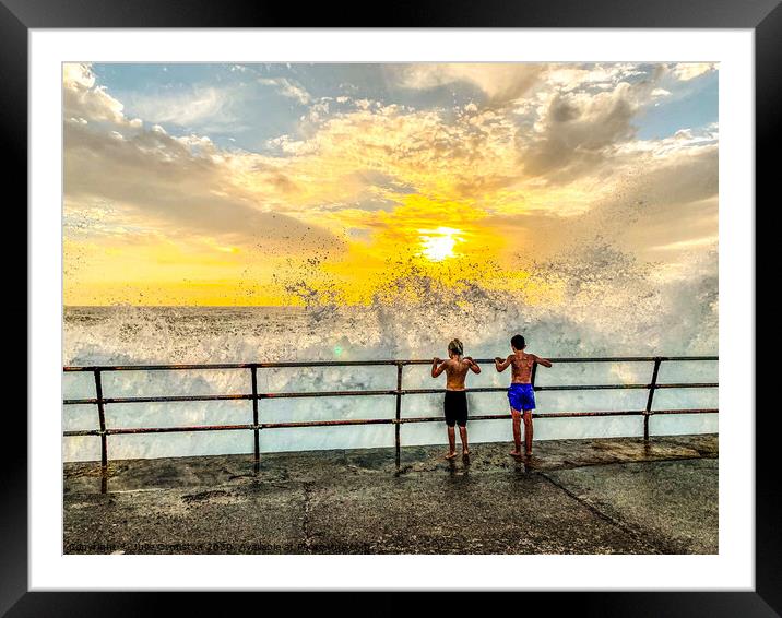 Excitement ofSunset at High Tide Framed Mounted Print by Julie Ormiston