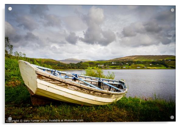 Uig Rowing Boat Acrylic by Gary Turner