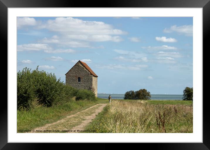 654AD, Chapel of St. Peter-on-the Wall, Bradwell, Essex, Uk. Framed Mounted Print by Peter Bolton
