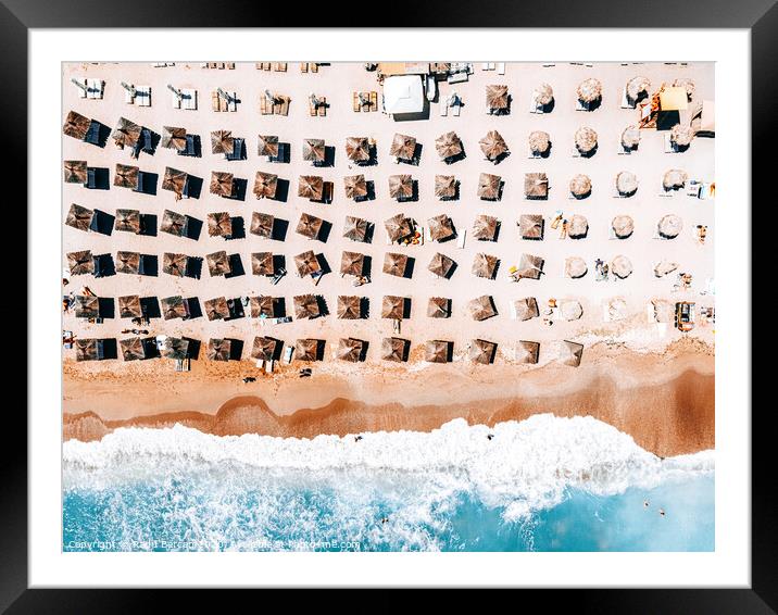 Aerial Beach Print, Coastal Beach, Australia Beach Umbrellas, Aerial Photography, Ocean Waves, Waves Print, Sea Print, Modern Home Decor, Art Print Framed Mounted Print by Radu Bercan