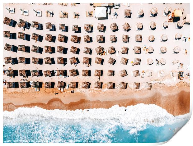 Aerial Beach Print, Coastal Beach, Australia Beach Umbrellas, Aerial Photography, Ocean Waves, Waves Print, Sea Print, Modern Home Decor, Art Print Print by Radu Bercan